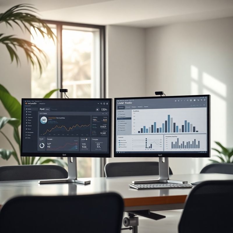 Dashboard de ROI de conteúdo com gráficos de linha e barra em modo escuro